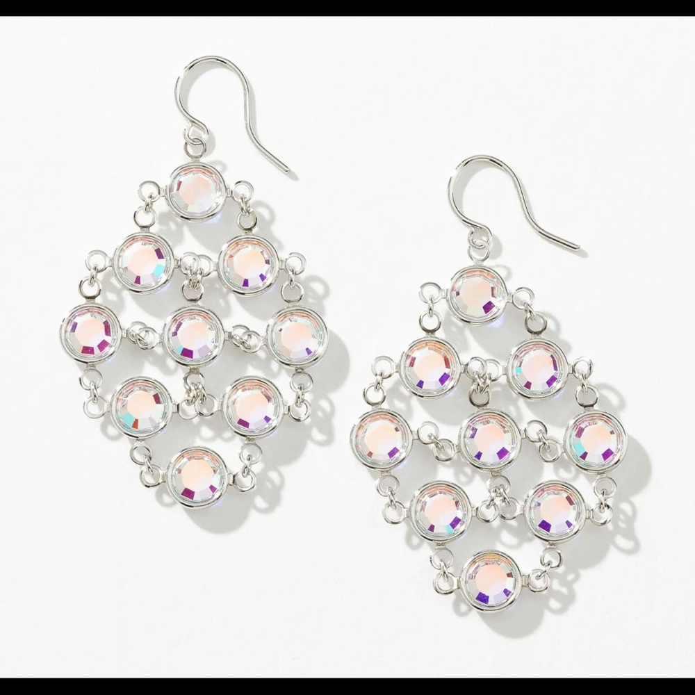 Touchstone Crystal by Swarovski bib Chanelle earrings aurore boreale BNIB - Picture 3 of 7